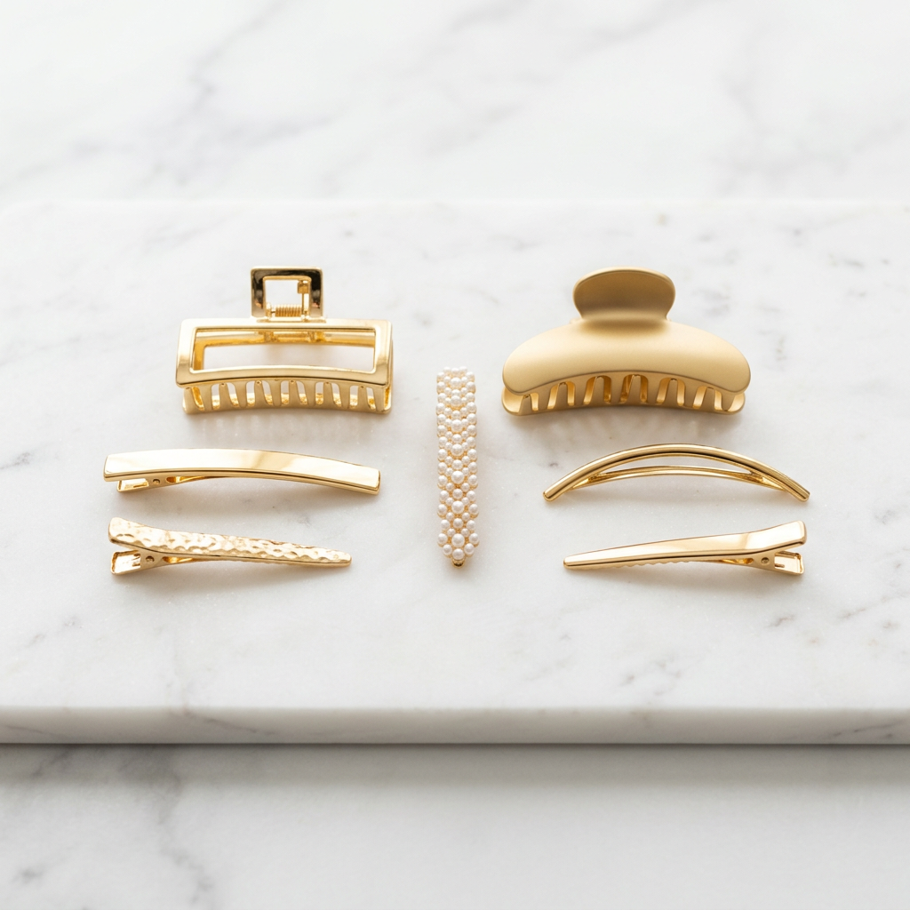 Gold Salon Claw Clip Set